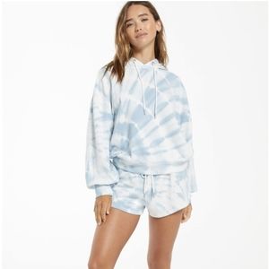Z Supply Sadie Tie Dye Blue and White shorts
